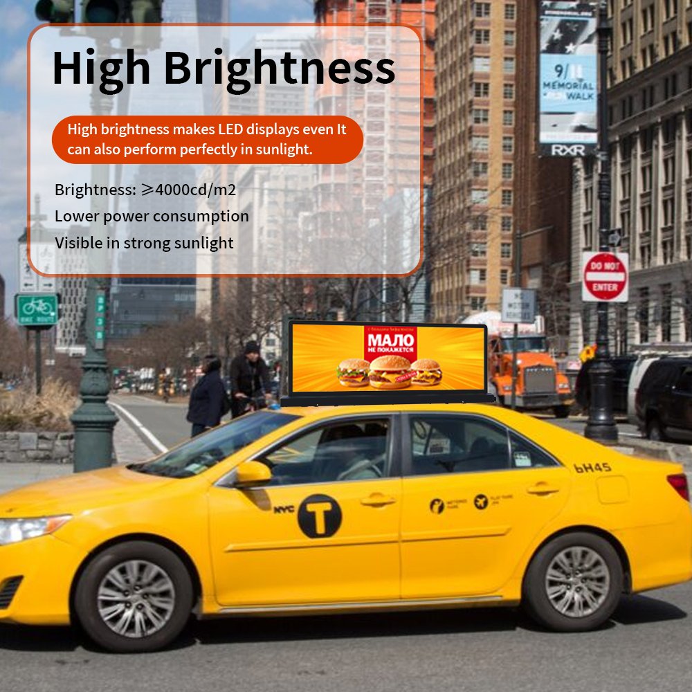 4G Led Taxi Roof Sign Waterproof Two Side Taxi Top Led Screen For Outdoor Advertising