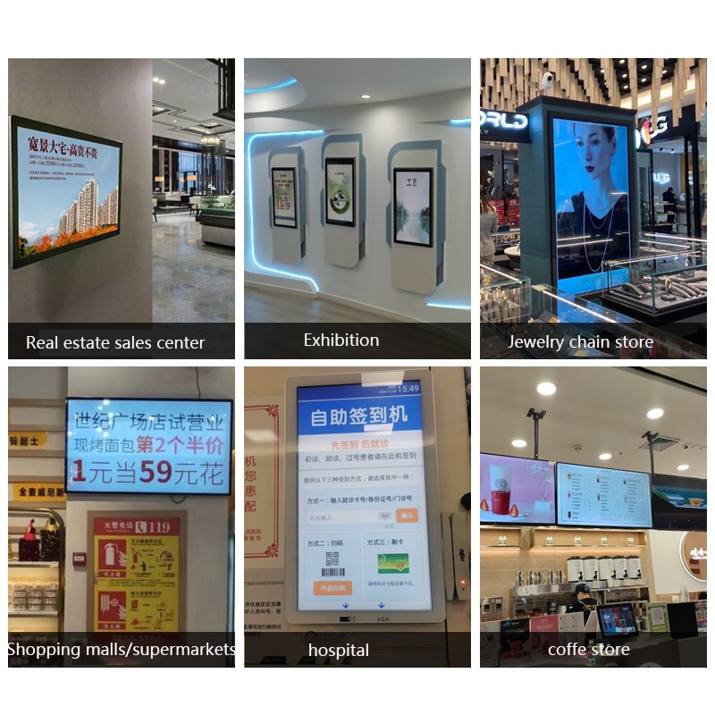 Customized Commercial 55 Inch Wall Mount Large Size LCD Indoor Screen Monitor For Multiple Application Scenarios