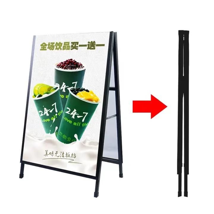 Free Standing Double-Sided A-Frame Metal Poster Display Stand for Advertising