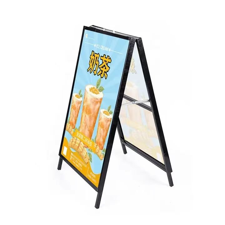Free Standing Double-Sided A-Frame Metal Poster Display Stand for Advertising