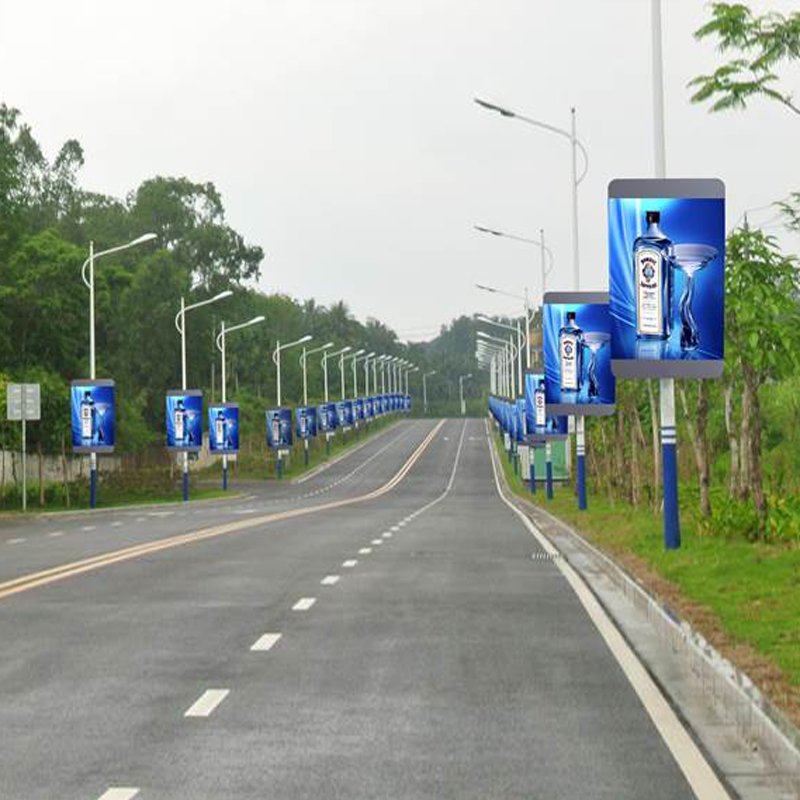 Waterproof Street Outdoor Light Pole Led Display Pole Light Led Advertising Screen Used Exterior Advertising Board