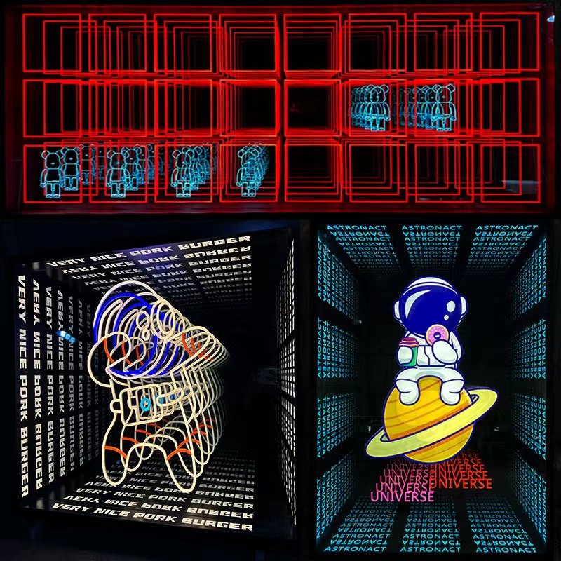 Customization Indoor Led Floor Panel Display Screen Hardened Glass Unlimited Abyss Mirror Decorative Light Box