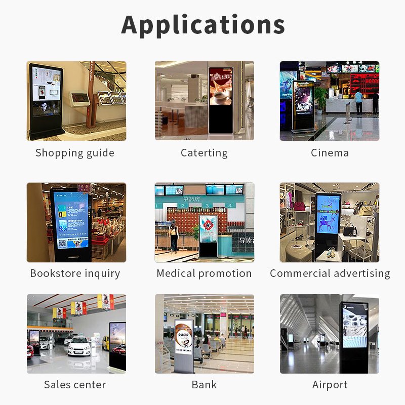 Floor Stand 32 43 49 55 65 Inch 4K Digital LCD Display Monitor Touch Screen Players Wifi Indoor Totem Advertising Screen