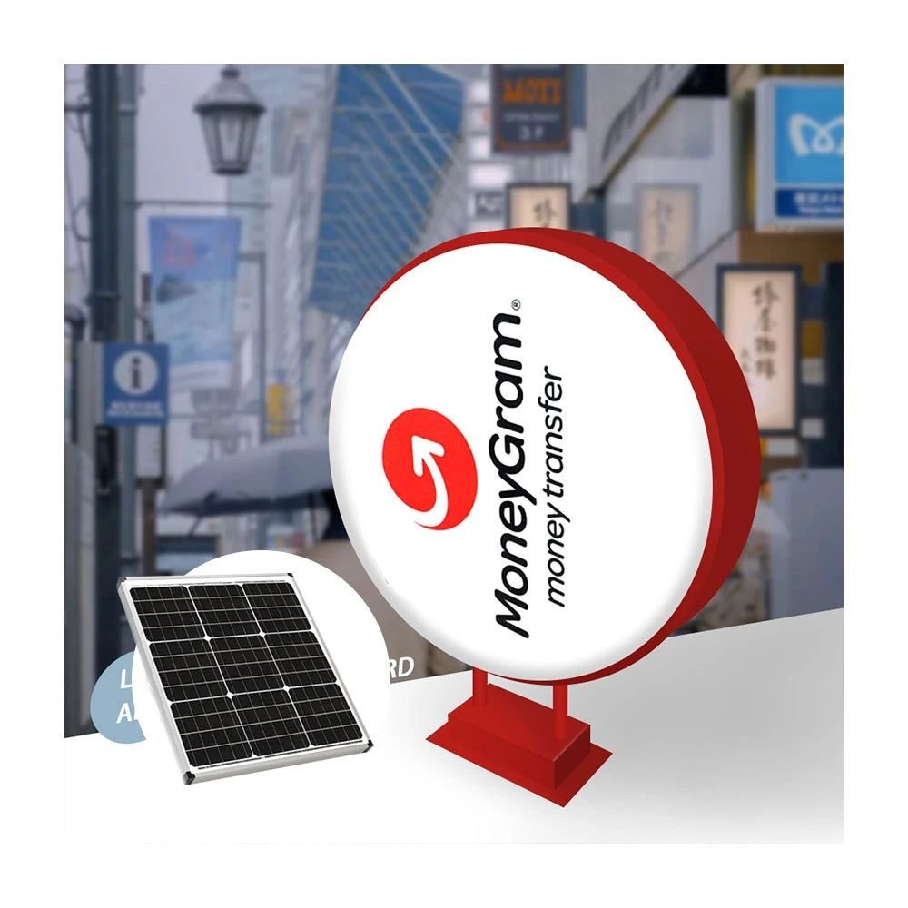 High quality custom commercial circular sign aluminum frame solar street light advertising light box
