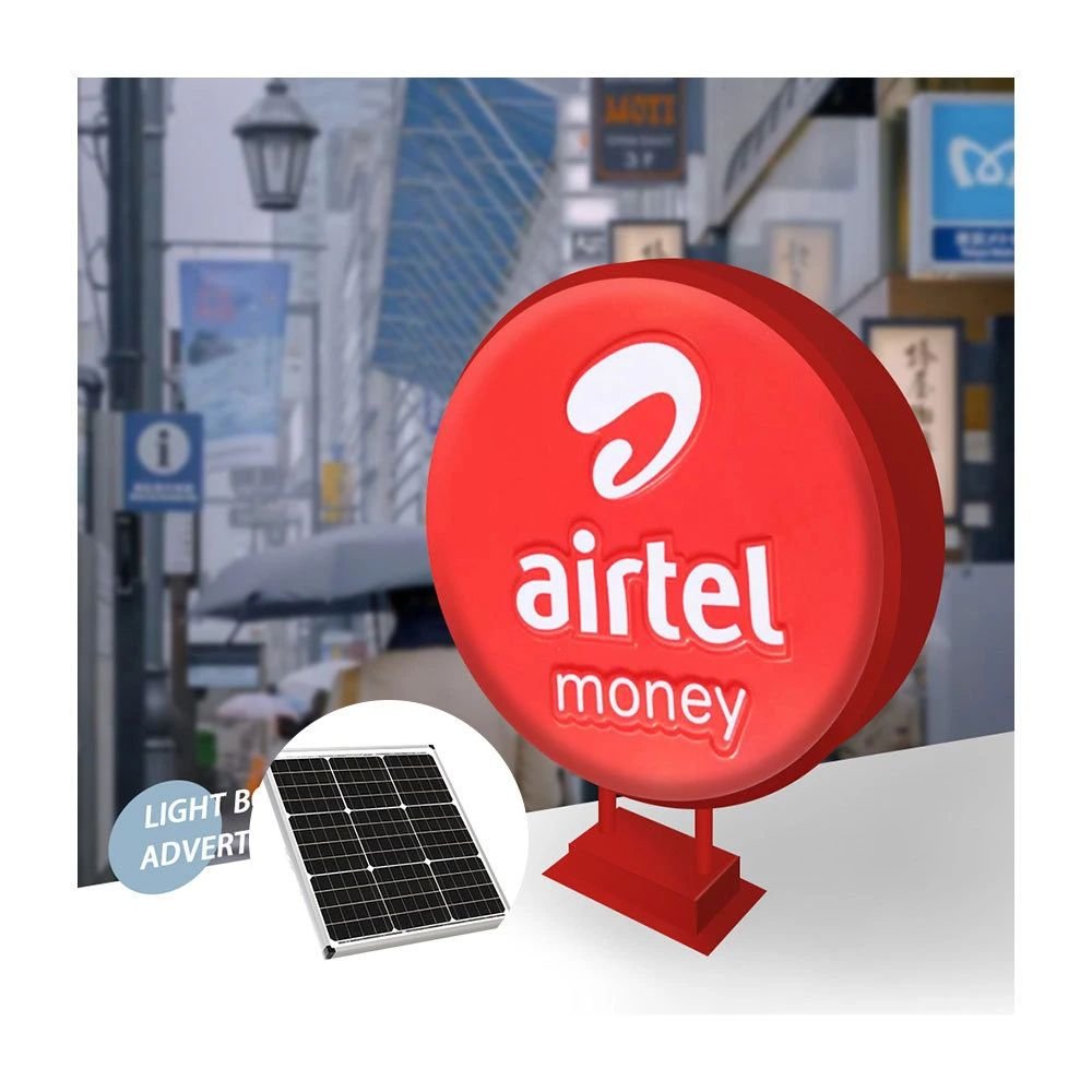 High quality custom commercial circular sign aluminum frame solar street light advertising light box