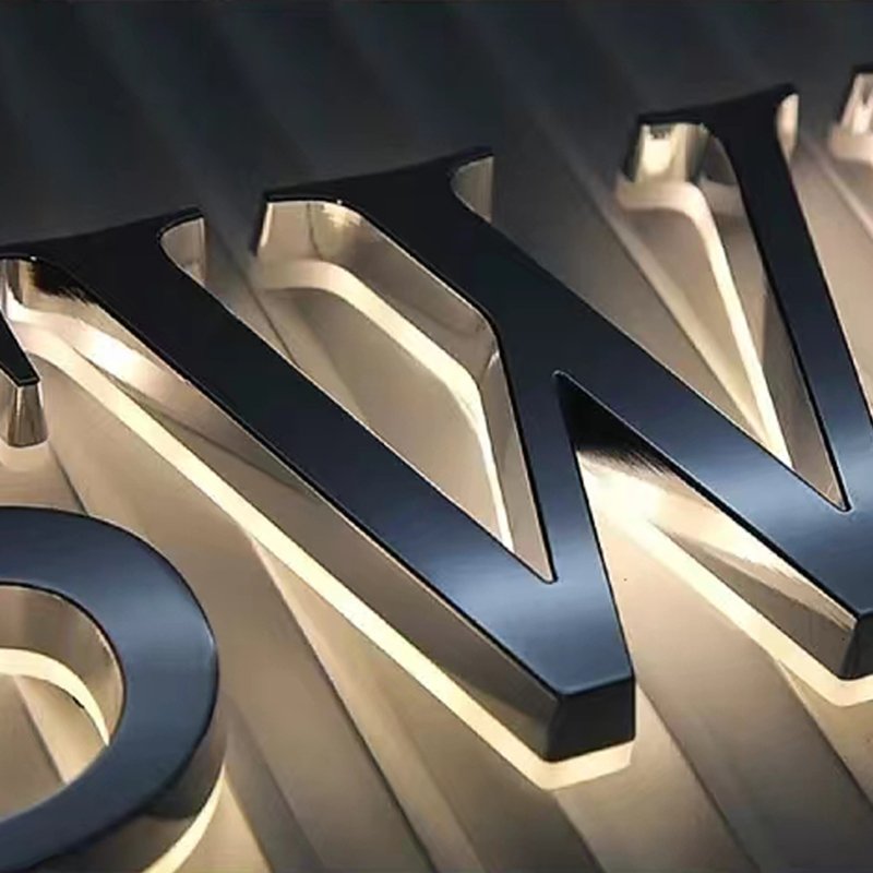 Acrylic Salon Sign Business Name Illuminated Sign Gold Mirror 3D Logo Type