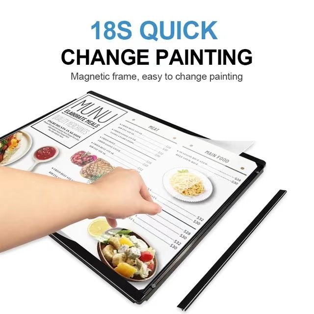 Fast food custom aluminum frame menu boards display LED backlit light boxes magnetic menu advertising light boxes