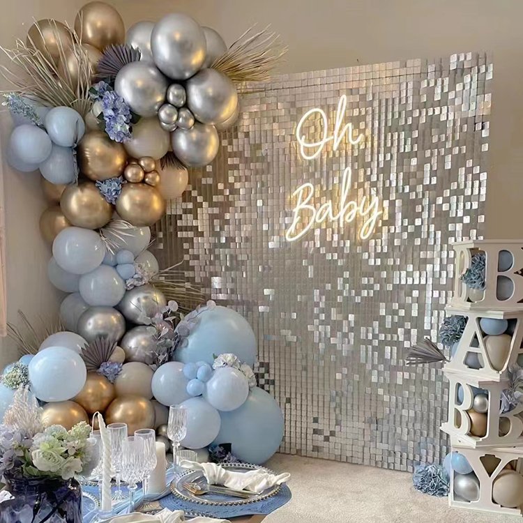 Easy Installation Shimmer Sequin Wall Panel Stunning Sparking Mirror Laser Backdrop For Advertising Board