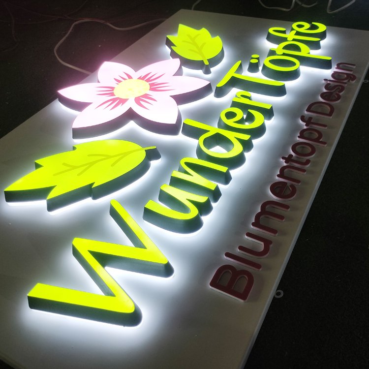 Factory custom acrylic face back lighting letter sign business logo signboard outdoor wall 3d custom led sign for business