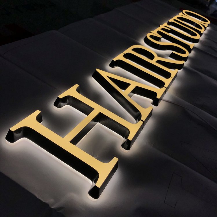 Factory custom acrylic face back lighting letter sign business logo signboard outdoor wall 3d custom led sign for business
