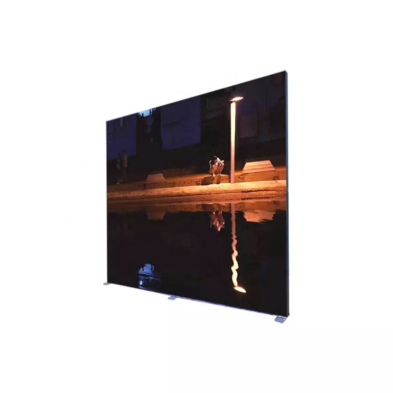 Custom size Indoor exhibition Hall Floor standing LED billboard doubled sign tension fabric UV printed light box sign
