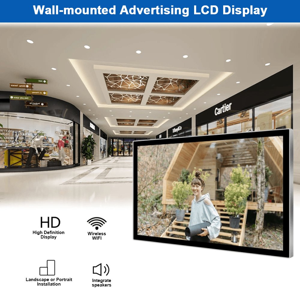 HUAYU 43" Wall Mounted Digital Signage Advertising Display Device Suitable For Shopping Mall Elevators Advertising Playback