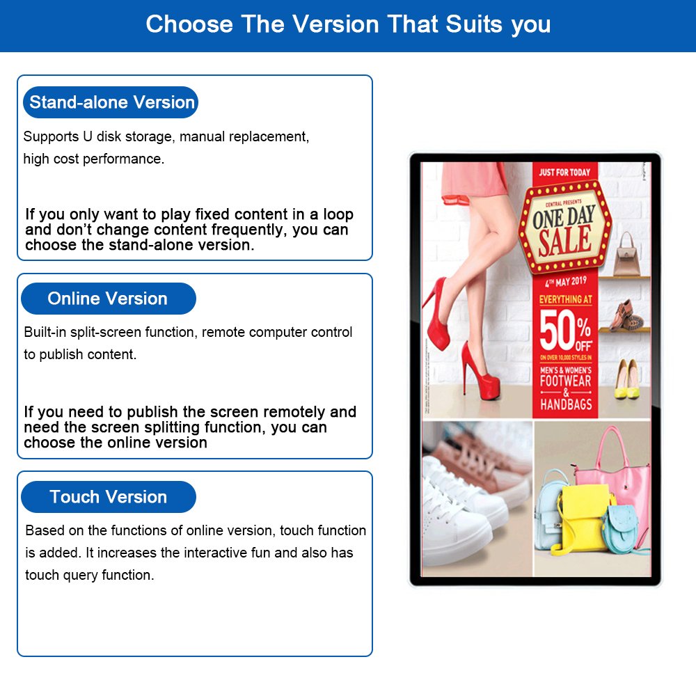 HUAYU 43" Wall Mounted Digital Signage Advertising Display Device Suitable For Shopping Mall Elevators Advertising Playback
