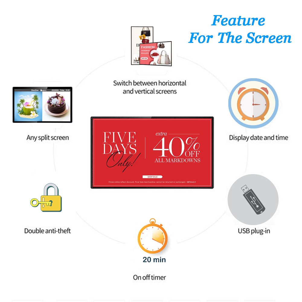 43 inch indoor wifi advertising player ultra thin LCD android digital display wall mount touch screen