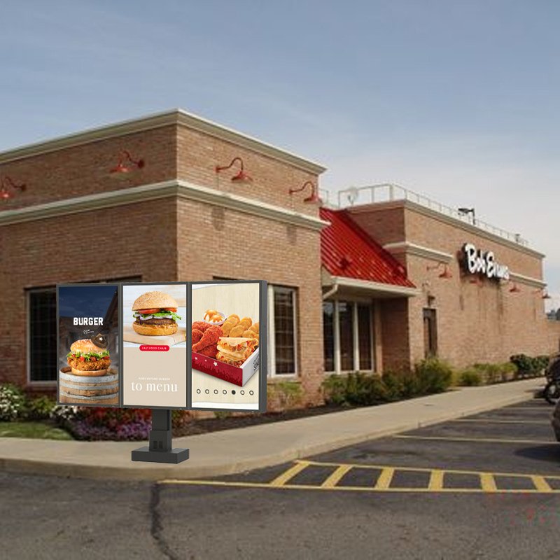 Customized Full color advertising LCD screen digital kiosk totem 1*3 outdoor drive-thru digital menu boards