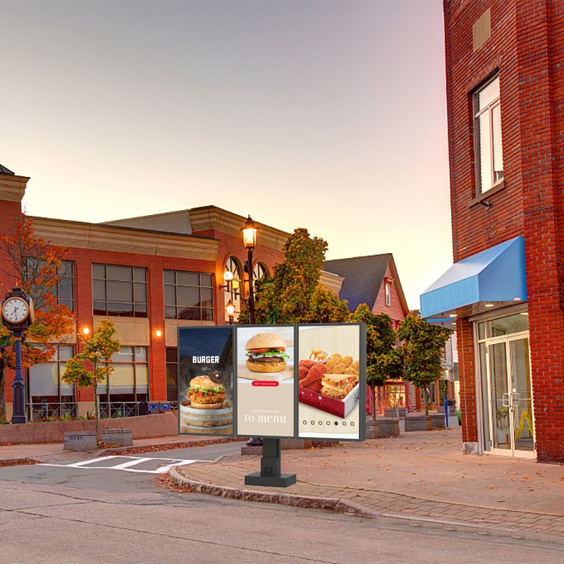 Customized Full color advertising LCD screen digital kiosk totem 1*3 outdoor drive-thru digital menu boards