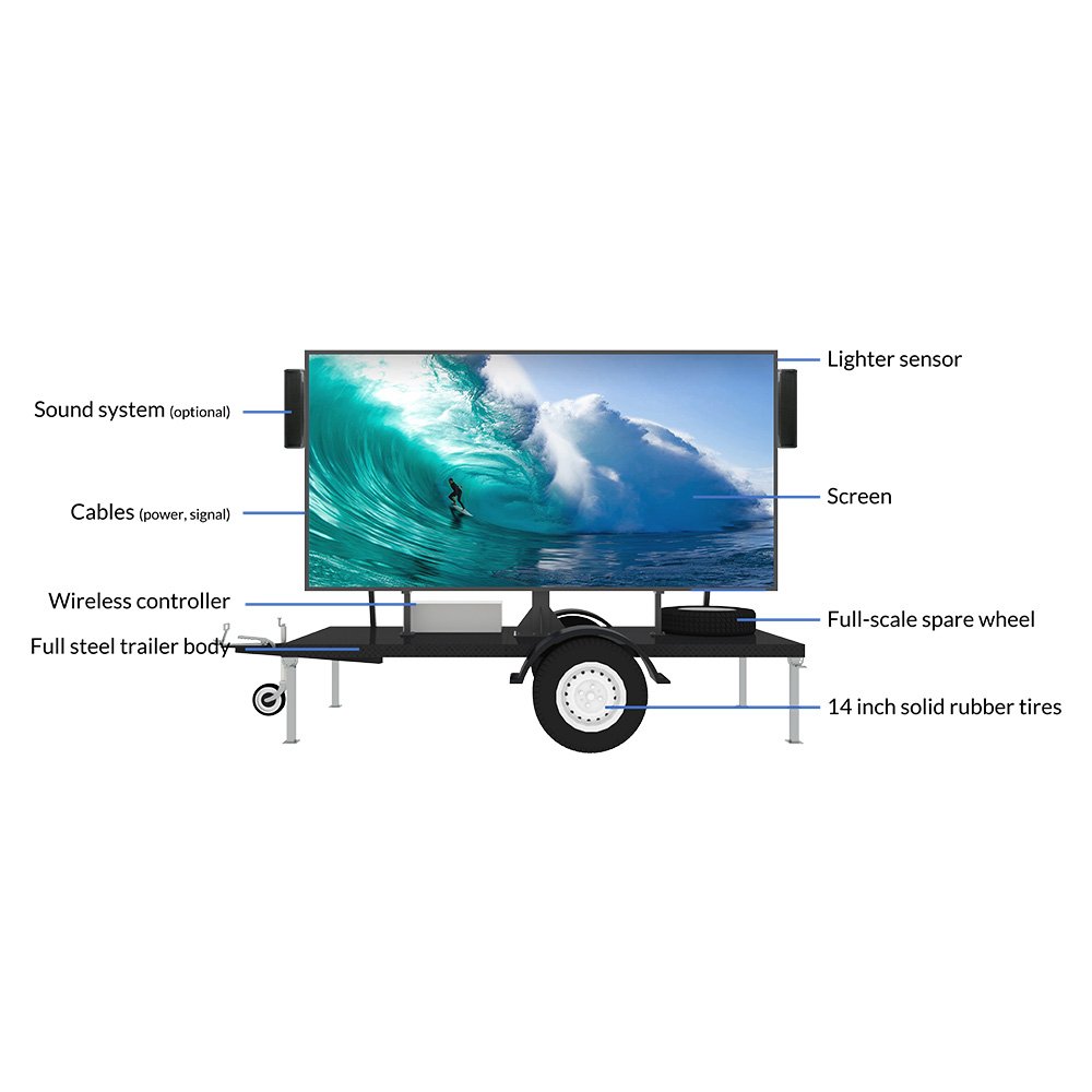 All in One Package Mobile Trailer Led Advertising Billboard Vehicle Outdoor Events Display Screen Video Wall Signage Board
