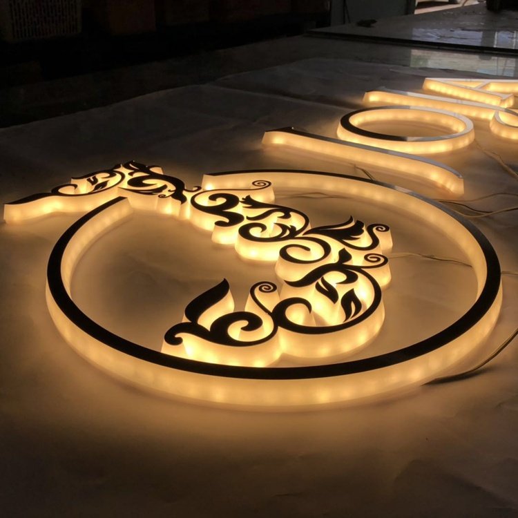 Custom Illuminated Sign Gold Letters Sign 3D Logo Custom LED Signboards Channel logo letter acrylic led sign for business