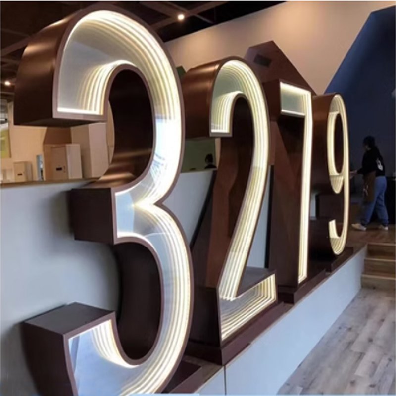 Customize Multi-layer abyss Lights Acrylic Signs Outdoor Directional stainless steel Sign Board Business Signs Office Signboa