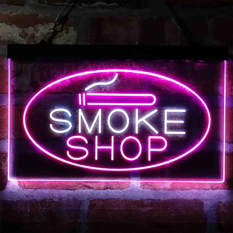 Custom smork shop open logo letter illuminated light advertising acrylic backlit board sign business bar store rgb led neon flex