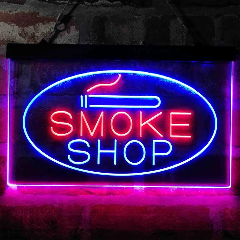 Custom smork shop open logo letter illuminated light advertising acrylic backlit board sign business bar store rgb led neon flex