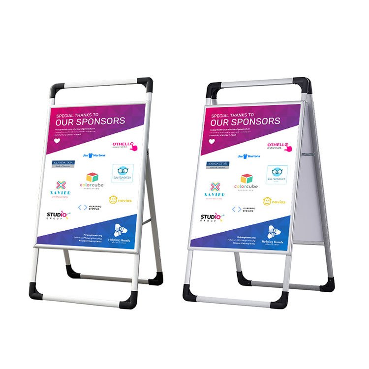 Popular Promotional Reusable A Frame Display Stand Shop Displays Metal A Pavement Sign A Frame Board