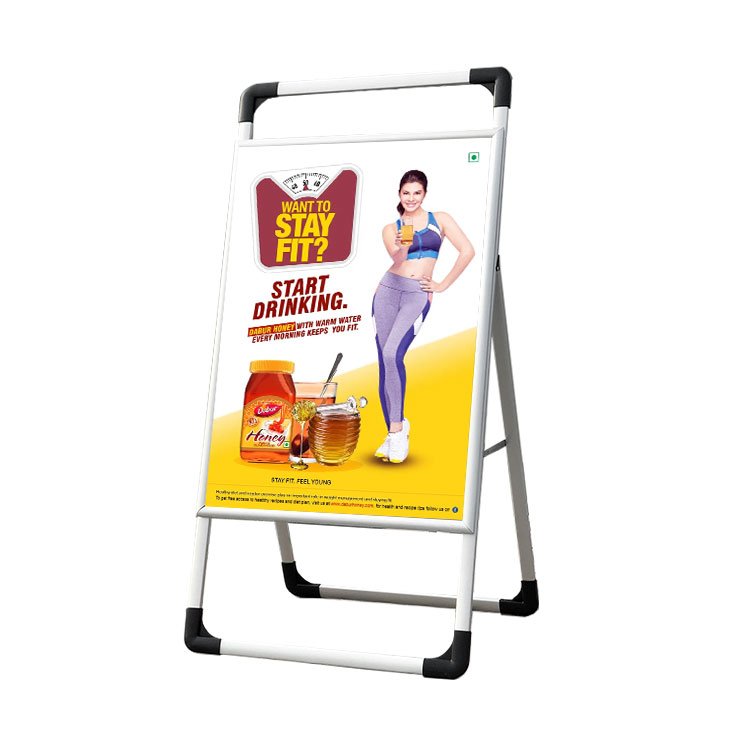 Popular Promotional Reusable A Frame Display Stand Shop Displays Metal A Pavement Sign A Frame Board