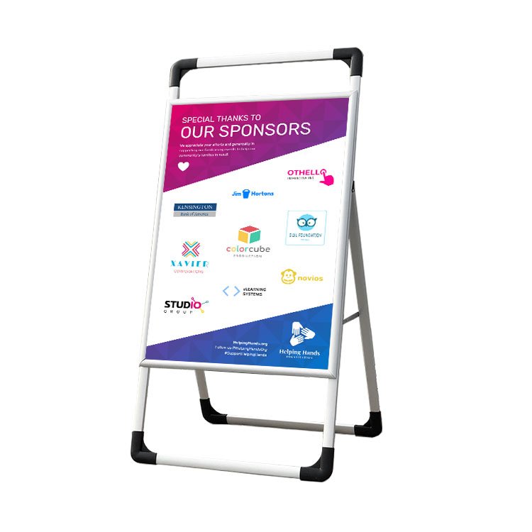 Popular Promotional Reusable A Frame Display Stand Shop Displays Metal A Pavement Sign A Frame Board