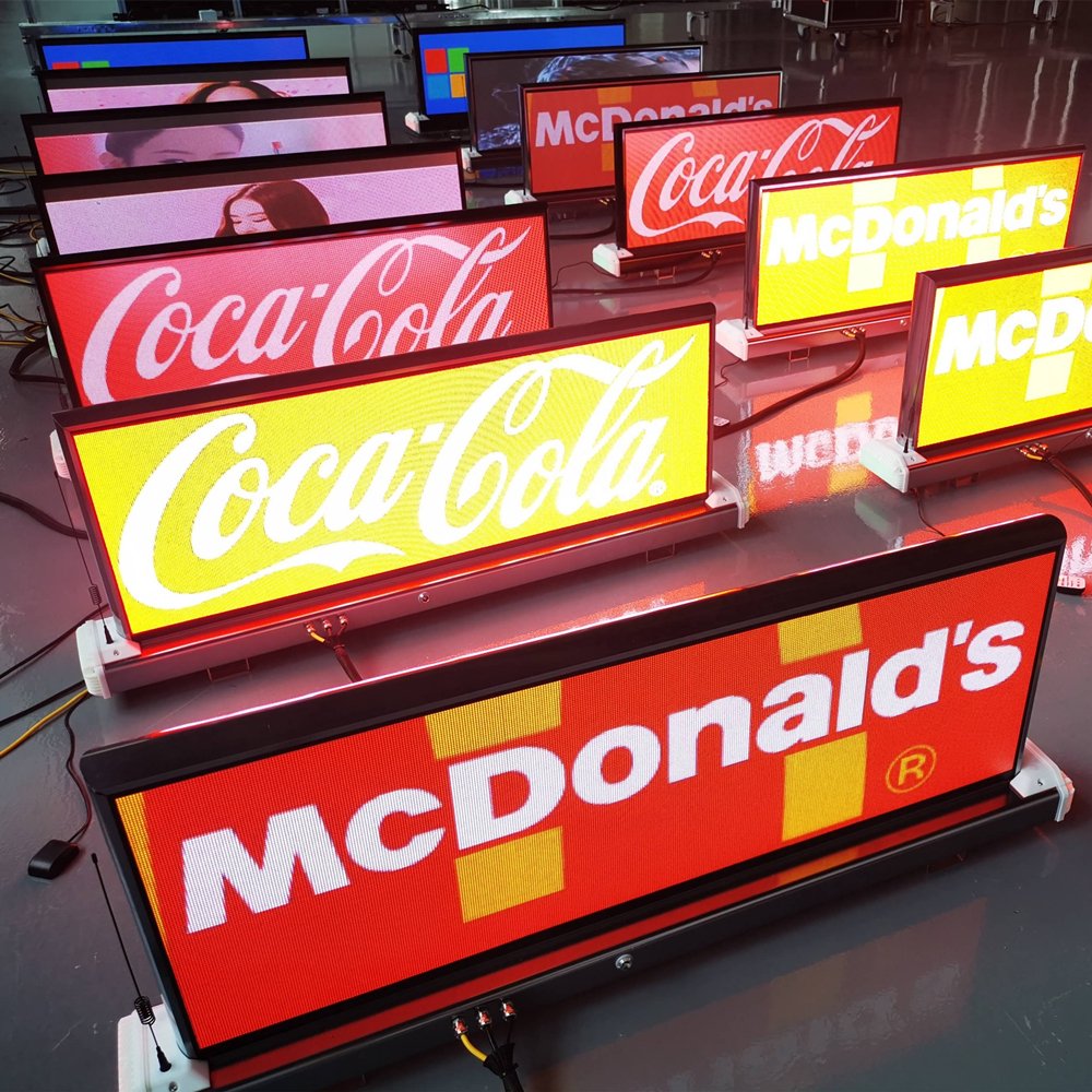 4g advertising taxi lcd screen,taxi car top moving led display,digital taxi rooftop advertising board