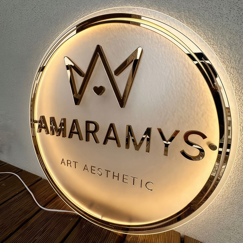 Face Spa Beauty Salon Shop Custom Wall Mounted Led Round Shape Neon Sign Logo Light Store Advertising Acrylic Sign Board