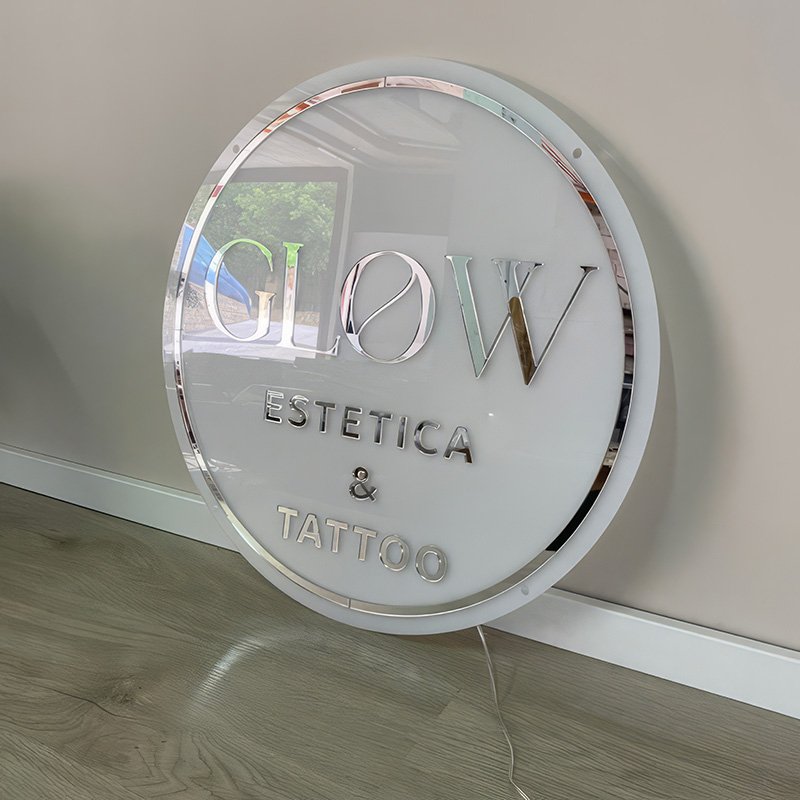 Face Spa Beauty Salon Shop Custom Wall Mounted Led Round Shape Neon Sign Logo Light Store Advertising Acrylic Sign Board