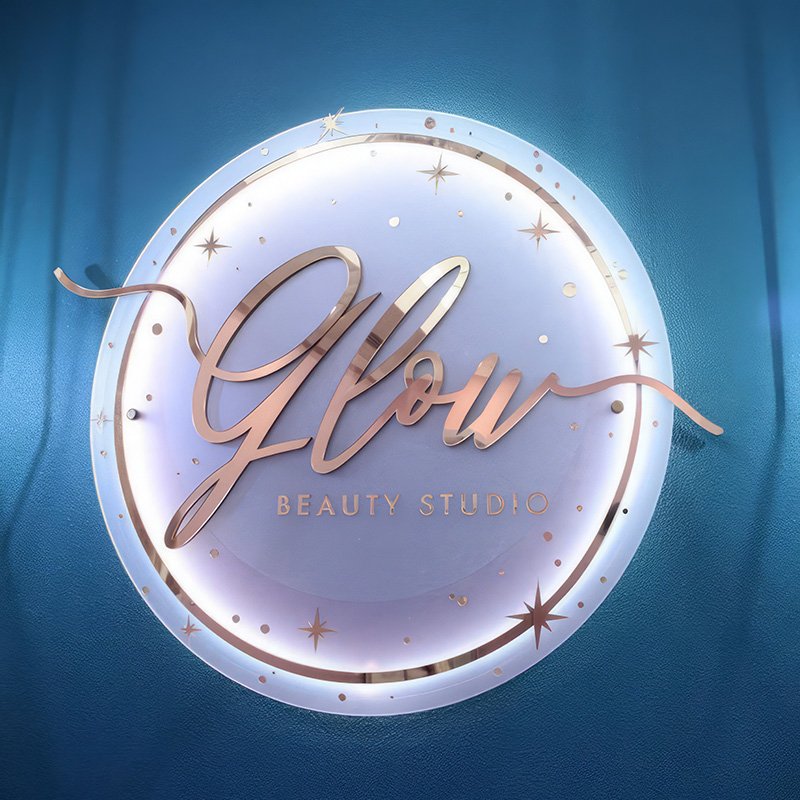 Face Spa Beauty Salon Shop Custom Wall Mounted Led Round Shape Neon Sign Logo Light Store Advertising Acrylic Sign Board