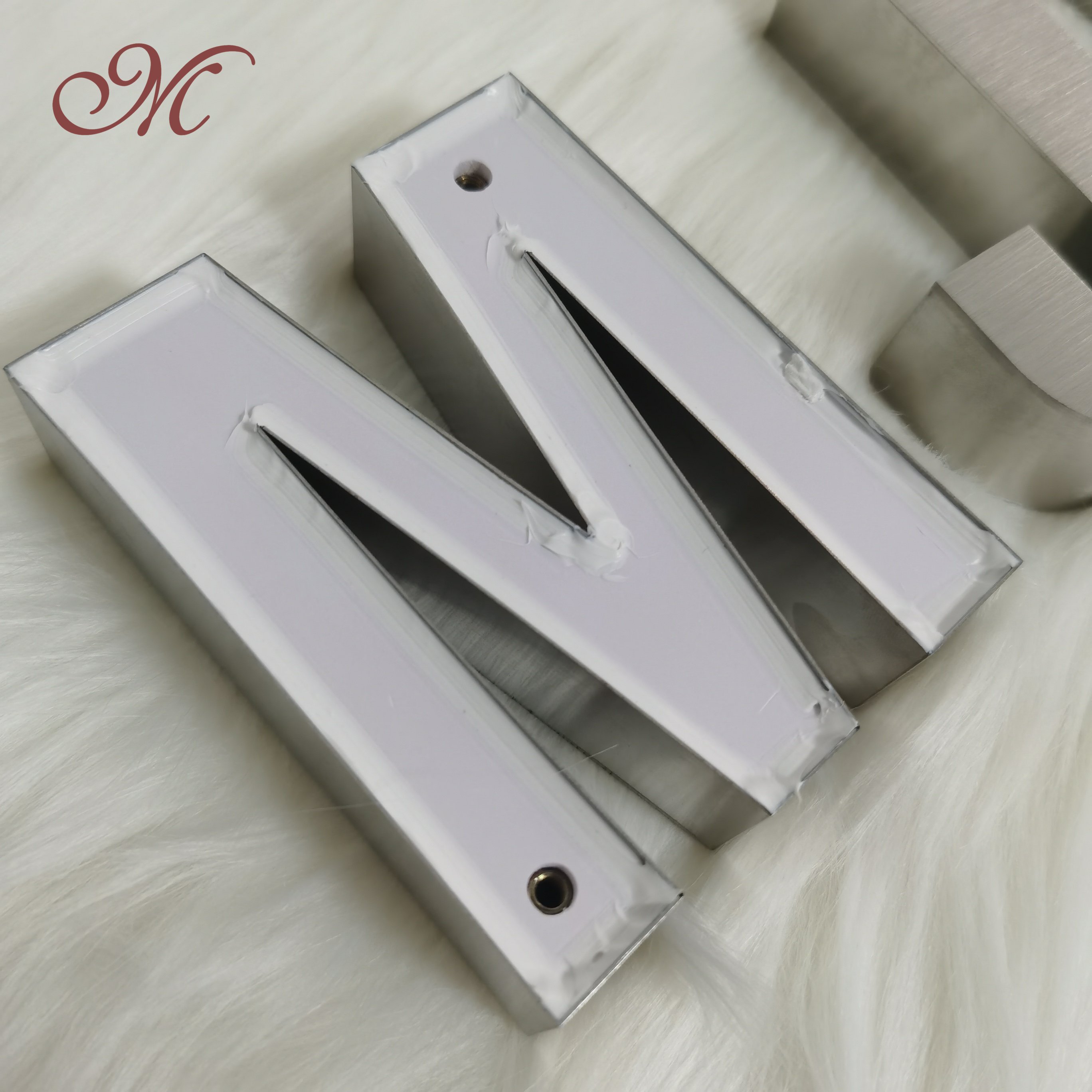 Free sample of custom non illuminated stainless steel laser cut metal letters sign signage logo