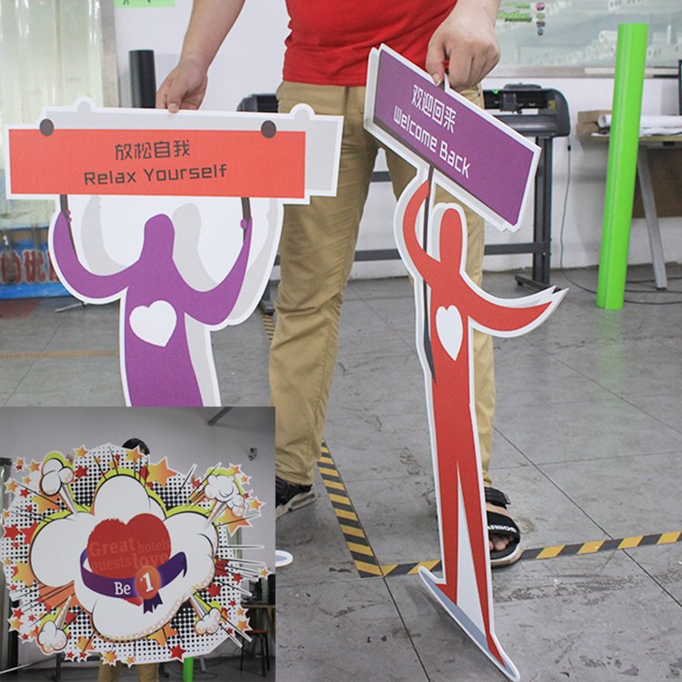 Popular Attractive indoor Advertising Poster Board Stands Human shape pvc foam board Display Stand