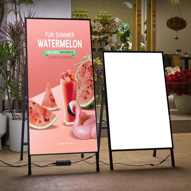 Custom Size Source Signboard For Outdoor Factory Folding Slide-in Poster Marketing Advertising Floor LED Frame Light Box