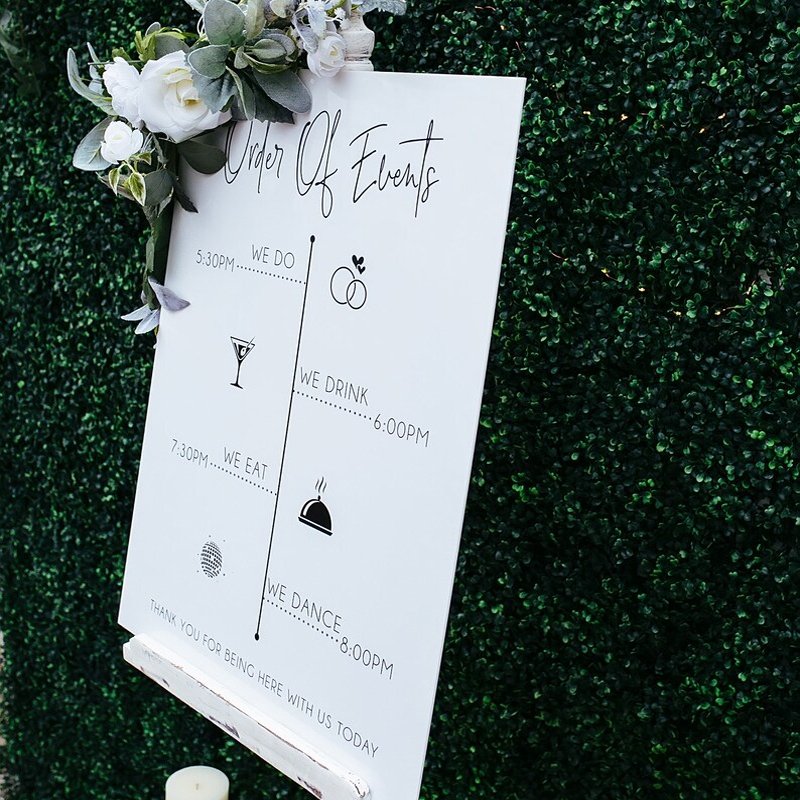 Order of Events Wedding Welcome Sign Customize Acrylic Led Sign Board Modern Timeline Itinerary Signs Engagement Welcome Signage