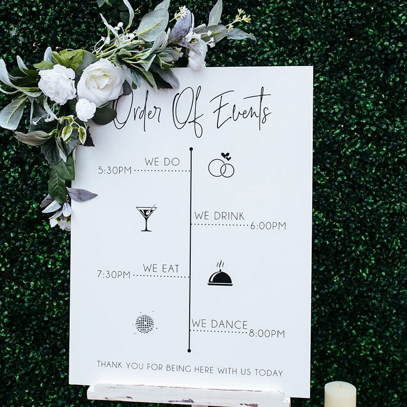 Order of Events Wedding Welcome Sign Customize Acrylic Led Sign Board Modern Timeline Itinerary Signs Engagement Welcome Signage