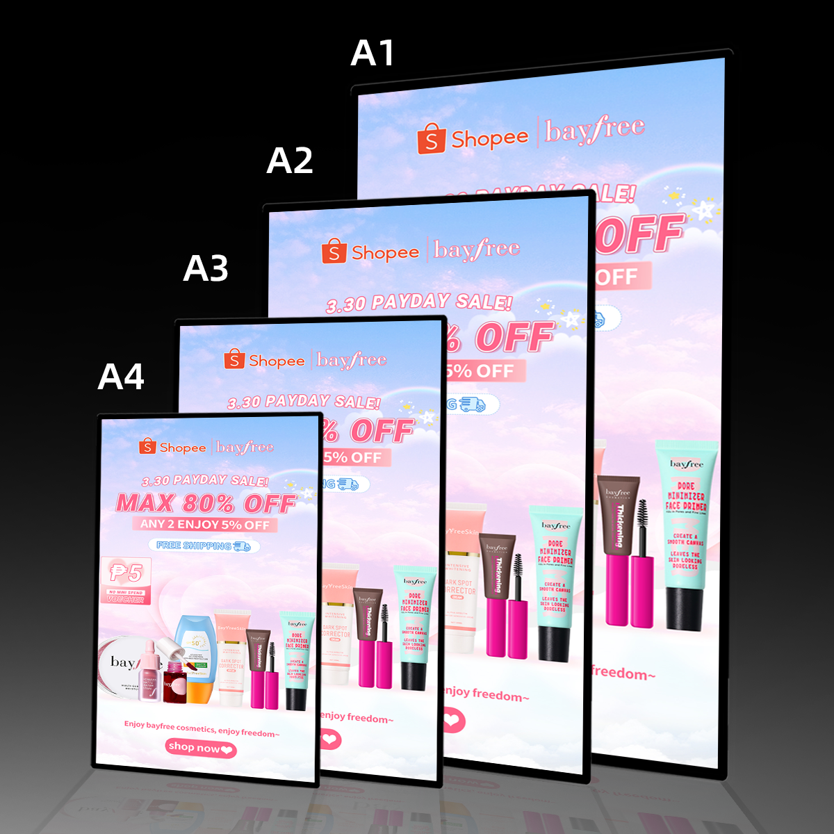 Custom Outdoor Slim Led Advertising Picture Stand Menu Board Frame Light Box Sign