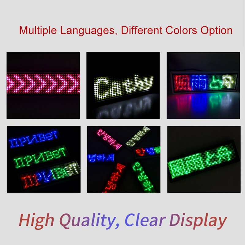 APP Programmable Lighting LED Name Badge Scrolling Message Display LED Name Plate Magnetic Pin Badge Rechargeable LED Name Tag