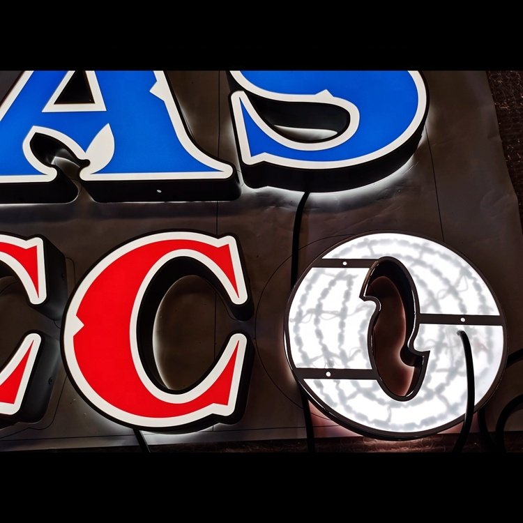 Restaurant Building Design Glow Led Light Letter Custom Logo Advertising Acrylic 3D Led Outdoor Sign Board For Shop