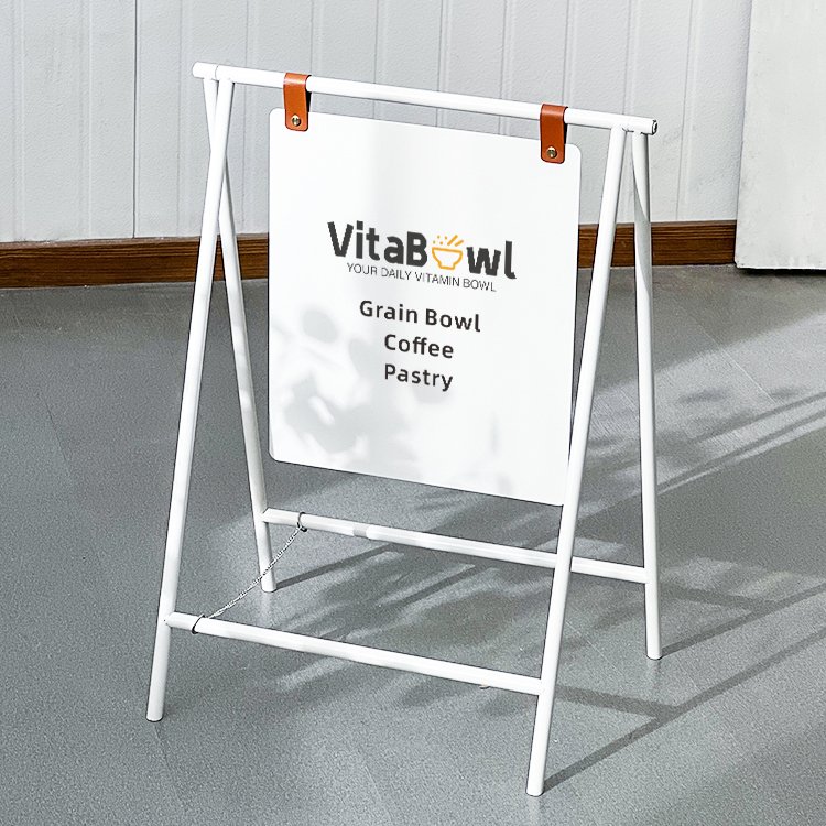 Custom Floor Display Card Storefront Advertising Welcome Board Removable Foldable Portable White Black Sign Board Display Rack