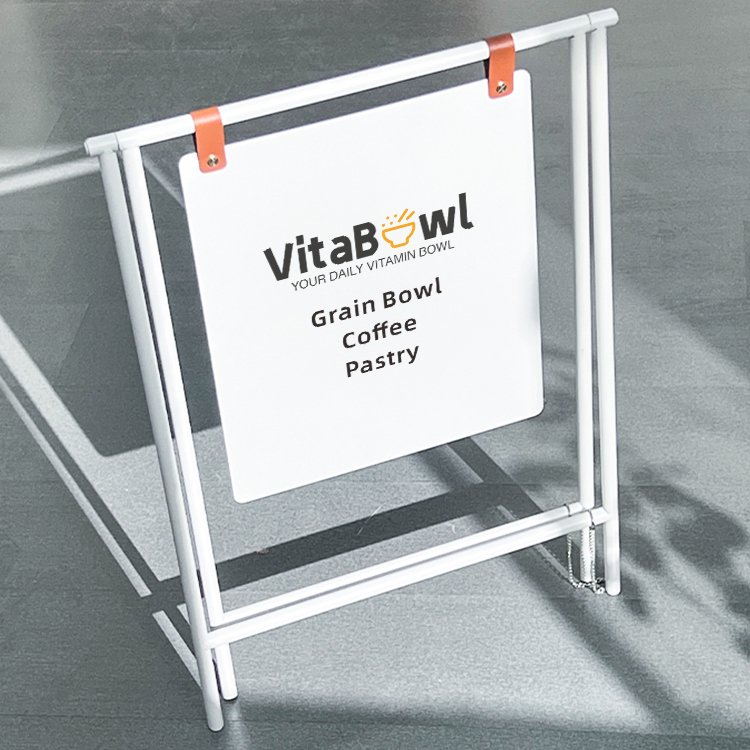 Custom Floor Display Card Storefront Advertising Welcome Board Removable Foldable Portable White Black Sign Board Display Rack