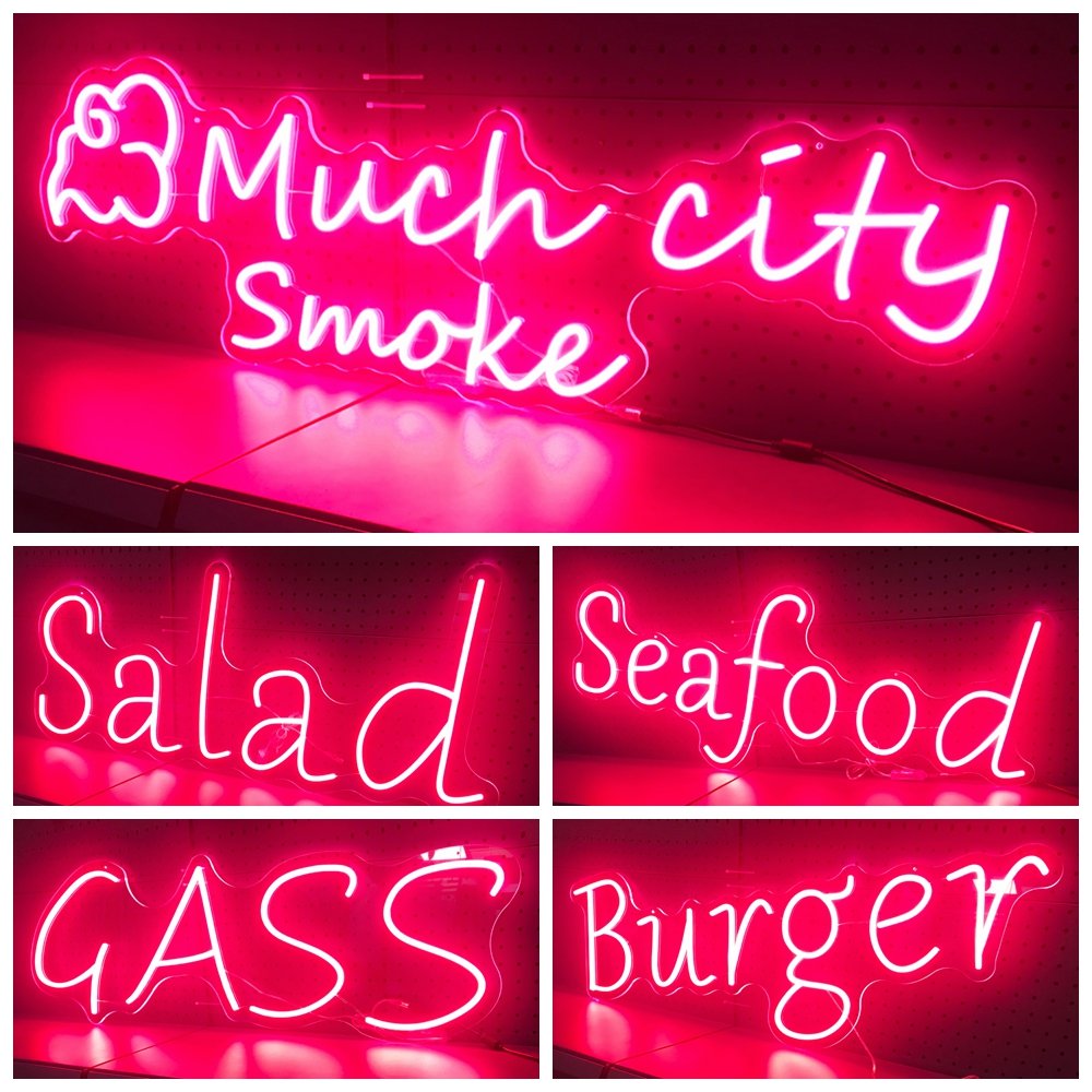 Custom smork shop open logo letter illuminated light advertising acrylic backlit board sign business bar store rgb led neon flex