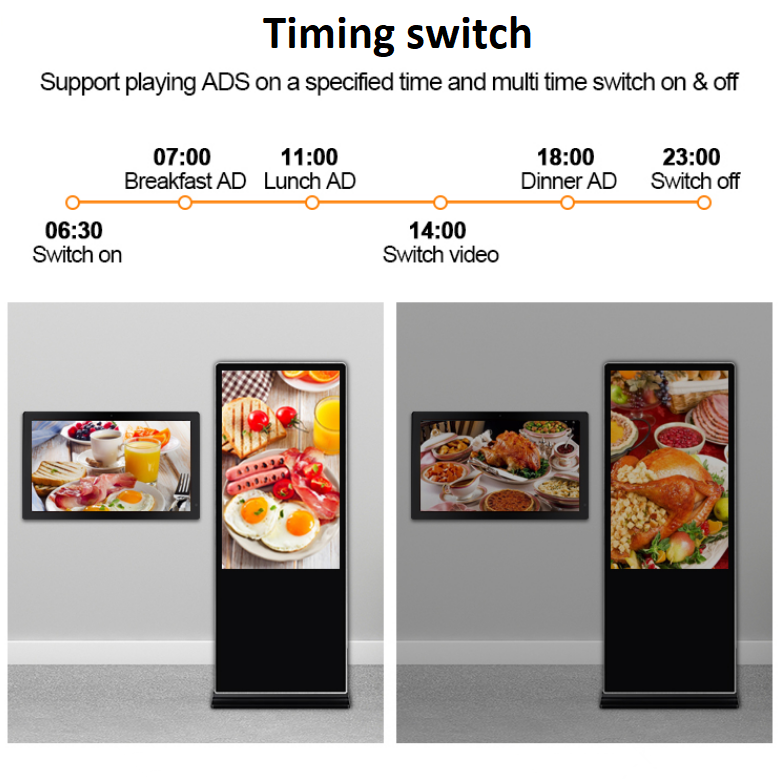 Horizontal and vertical Lcd advertising screen hanging menu board digital signage and displays videos advertising machine