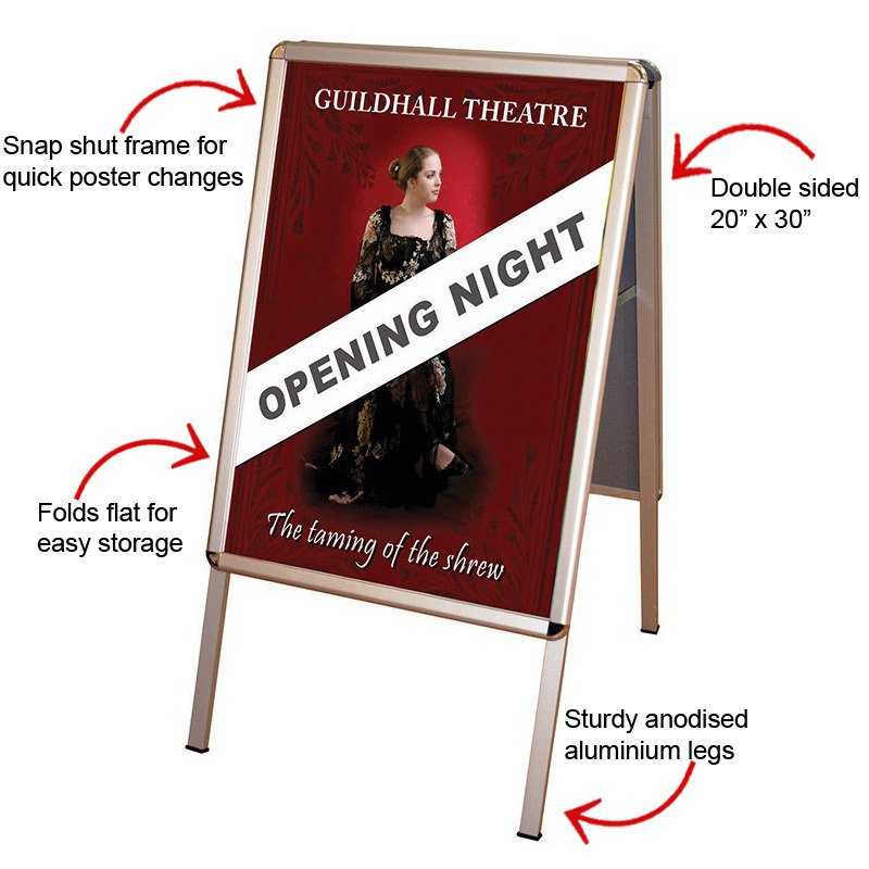 Double Side A-frame Snap Open Sign A1 Advertising Poster Display Board Stand A Frame