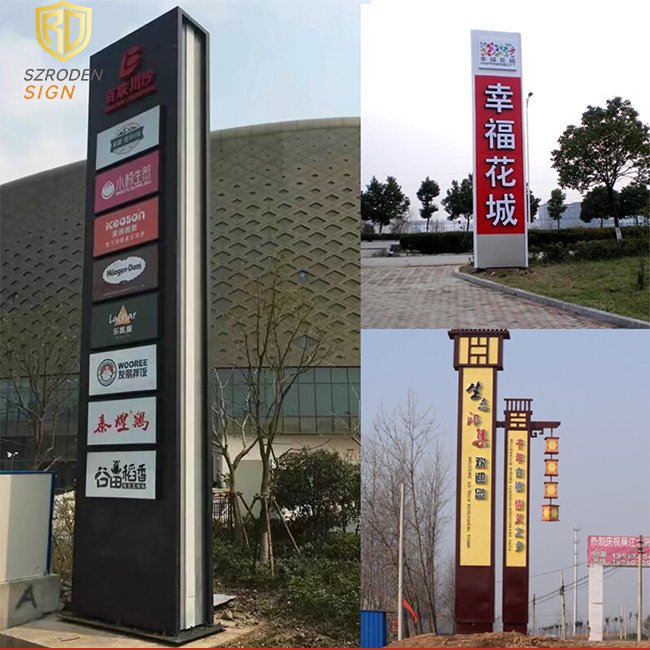 Campus Hospital Roadside Car Led Directional Message Totem Wayfinding Illuminated Pylon Signboard