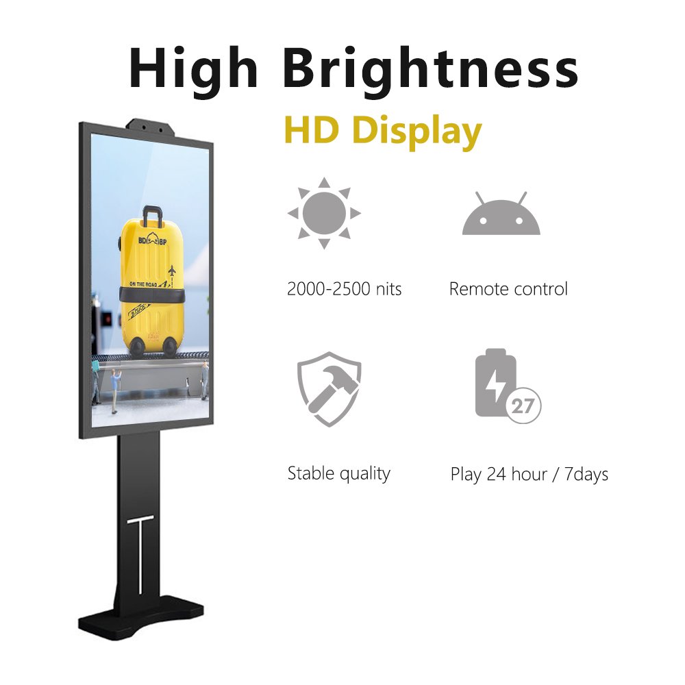 65 inch digital menu board Coffee shop clothes store wall hanging advertising machine showing menu board 2500nits display screen