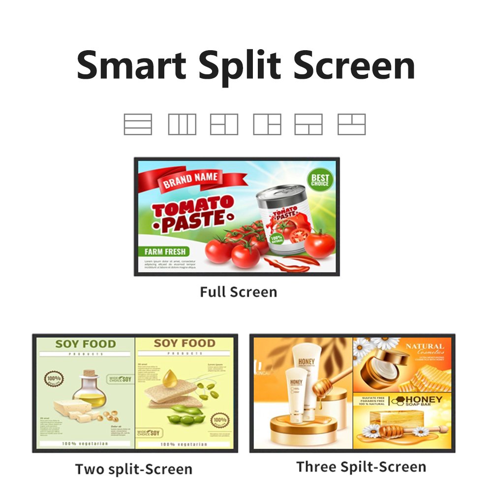 65 inch digital menu board Coffee shop clothes store wall hanging advertising machine showing menu board 2500nits display screen