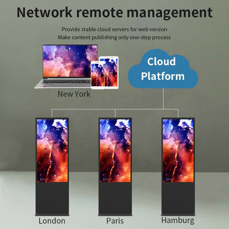 Floor standing totem android advertising player interactive touch screen kiosk lcd digital signage display