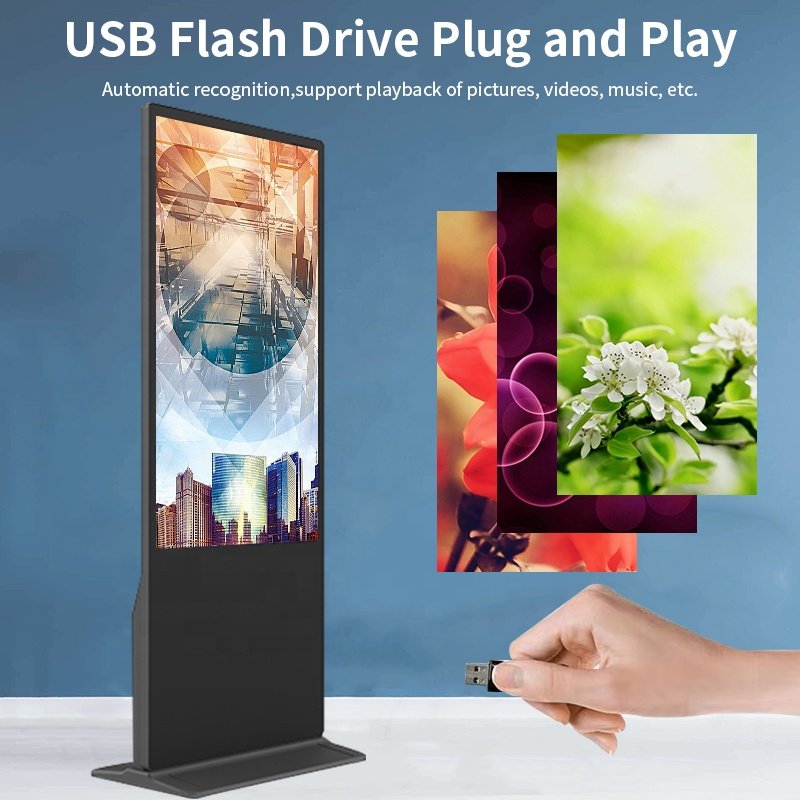 Floor standing totem android advertising player interactive touch screen kiosk lcd digital signage display